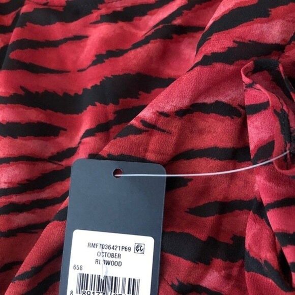 Rachel Roy red/black zebra print sheer top with puff sleeves NWT sz XXL - Picture 4 of 10
